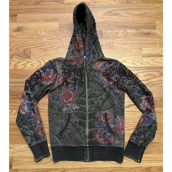 Lucky Brand Tops - Rare Vintage Y2K Lucky Brand Embroidered Boho Asian Zip Hoodie Size XS